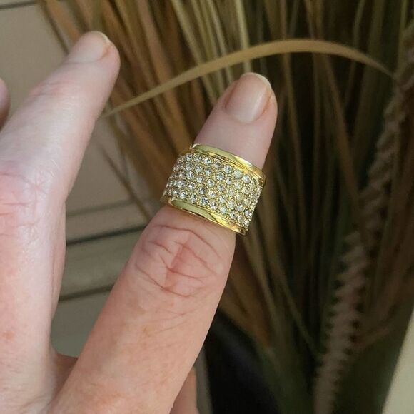 Crystal IP Gold Ion Plating Brass Ring Size 6 - Picture 4 of 7